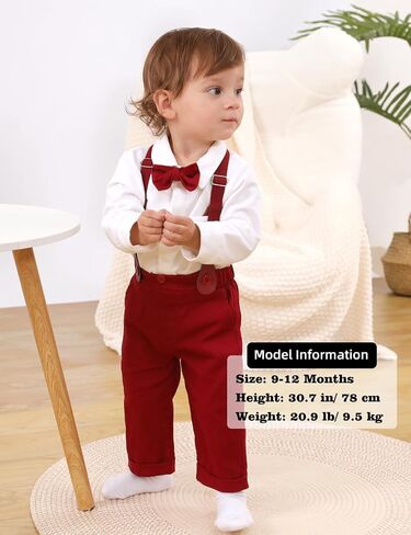 A&J DESIGN Baby Boys Suits Infant Gentleman Formal Wedding Suspenders Outfit with Bowtie in Saudi Arabia