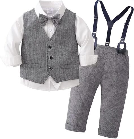 Tiepant Boys 3-Piece Vest Suits Long Sleeve Gentleman Outfits Set for Toddler in Saudi Arabia