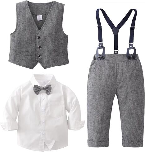 Tiepant Boys 3-Piece Vest Suits Long Sleeve Gentleman Outfits Set for Toddler in Saudi Arabia