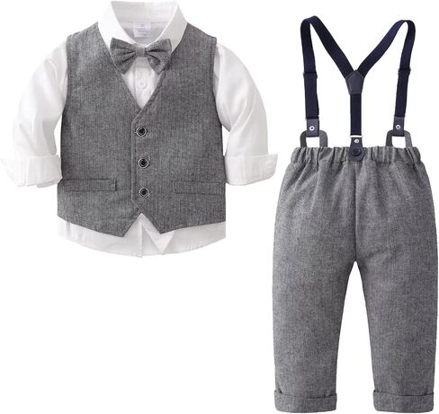 Tiepant Boys 3-Piece Vest Suits Long Sleeve Gentleman Outfits Set for Toddler in Saudi Arabia