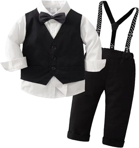 Tiepant Boys 3-Piece Vest Suits Long Sleeve Gentleman Outfits Set for Toddler in Saudi Arabia