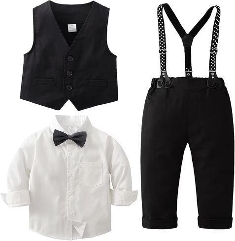 Tiepant Boys 3-Piece Vest Suits Long Sleeve Gentleman Outfits Set for Toddler in Saudi Arabia