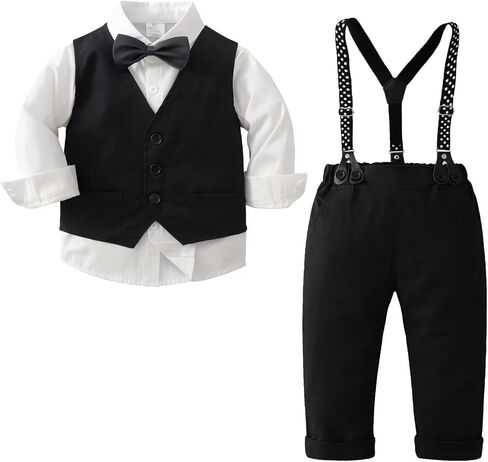 Tiepant Boys 3-Piece Vest Suits Long Sleeve Gentleman Outfits Set for Toddler in Saudi Arabia