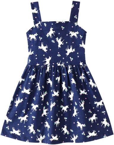 RETSUGO Little Girls A-Line Dress Cute Unicorn Rainbow Pattern Short Sleeve Casual Toddler Girl Dresses for Party 1-8 Years in Saudi Arabia