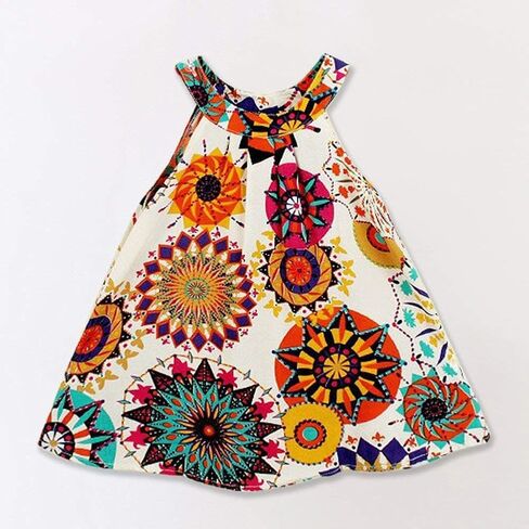 Toddler Girl Dress Bohemia Button Lace Sleeveless Sunflower Floral Princess Toddler Girl Clothes in Saudi Arabia