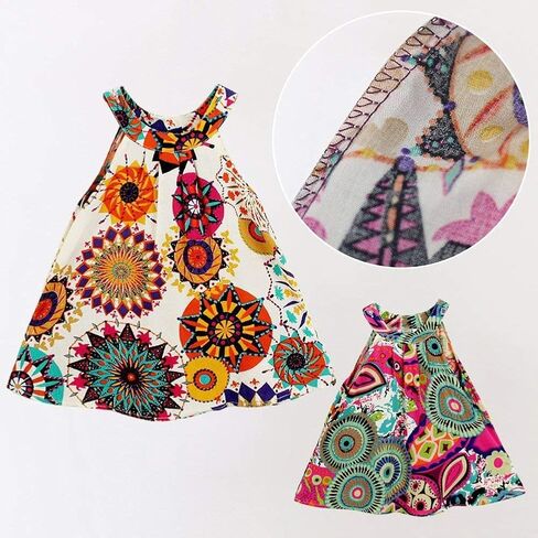 Toddler Girl Dress Bohemia Button Lace Sleeveless Sunflower Floral Princess Toddler Girl Clothes in Saudi Arabia