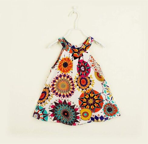 Toddler Girl Dress Bohemia Button Lace Sleeveless Sunflower Floral Princess Toddler Girl Clothes in Saudi Arabia
