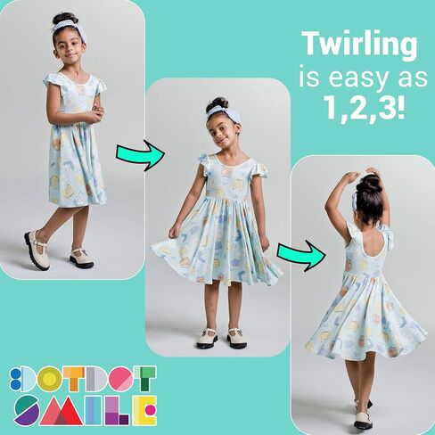 فستان DOTDOT SMILE Twirl - فستان بناتي للأطفال الصغار/الرضع فساتين ملابس للأطفال ملابس لعب بأكمام قصيرة in Kuwait