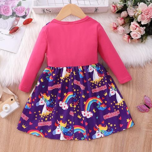 فساتين RETSUGO للفتيات الصغيرات بأكمام طويلة للفتيات الصغيرات ملابس لطيفة غير رسمية مع فيونكة للأطفال فستان حفلات اللعب in Kuwait