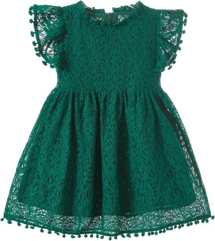 Niyage Toddler Girls Elegant Lace Pom Pom Flutter Sleeve Party Princess Dress in Saudi Arabia