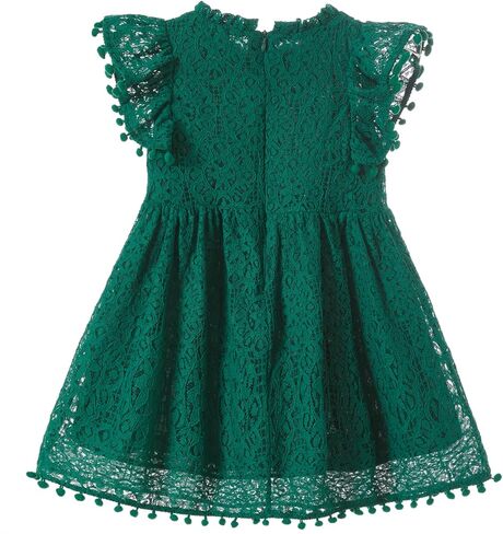 Niyage Toddler Girls Elegant Lace Pom Pom Flutter Sleeve Party Princess Dress in Saudi Arabia