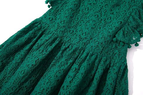 Niyage Toddler Girls Elegant Lace Pom Pom Flutter Sleeve Party Princess Dress in Saudi Arabia