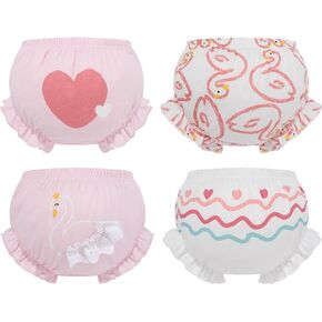 SEAUR Baby Girls Cotton Bloomers Toddler Cute Ruffle Diaper Cover Soft Assorted Underwear Breathable Panties 4 Pack in Saudi Arabia