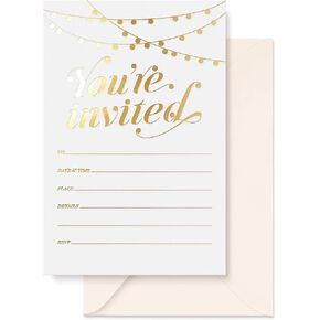 Sweetzer & Orange Party Invitations! 25 Gold Foil Traditional Invitations with Envelopes, Wedding, Baby and Bridal Shower Invite, Housewarming Birthday and Girls Quinceanera Invites in Saudi Arabia