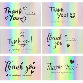 120Pcs Thank You Cards Small Business, Mini 6 Styles Thank You for Supporting Cards Notes Shopping Holographic Thanks Greeting Cards for Retail Store Owner Goods Customer 2x3.5 Inch in Saudi Arabia