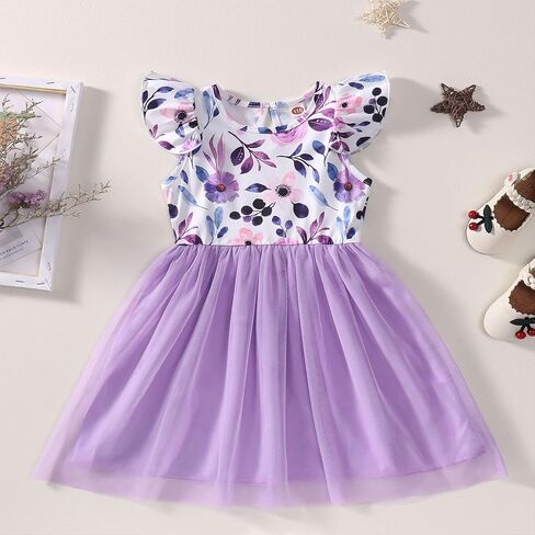 Toddler Baby Girls Tutu Dresses Ruffle Sleeveless Floral Princess Dress Summer Clothes Outfits in Kuwait