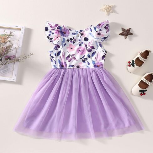 Toddler Baby Girls Tutu Dresses Ruffle Sleeveless Floral Princess Dress Summer Clothes Outfits in Kuwait