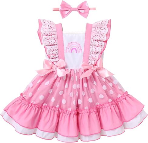 Polka Dot Dress for Girl Special Occasion Toddler Retro 1950s Vintage Classic Dresses Swing Rockabilly Tea Party Dress in Kuwait