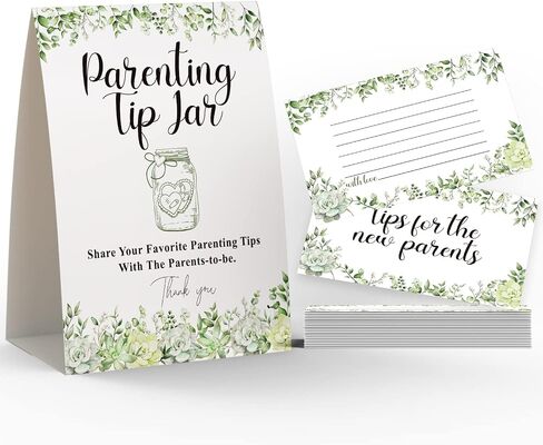Advice for New Parents, Parenting Advice Card, Baby Shower Party, Tips for the Parents To Be，Includes a 5x7 Standing Sign and 25 4x6 Advice Cards(JYC042) in Saudi Arabia