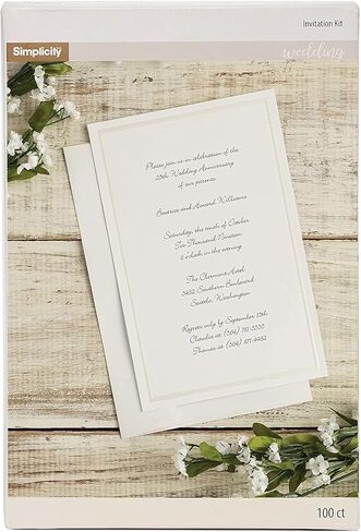 Simplicity Black and White Scroll Wedding Invitation Kit, 25pc, 6'' W x 6'' H - in Saudi Arabia