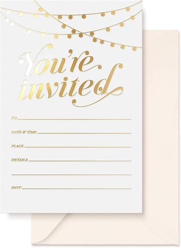 Sweetzer & Orange Party Invitations! 25 Gold Foil Traditional Invitations with Envelopes, Wedding, Baby and Bridal Shower Invite, Housewarming Birthday and Girls Quinceanera Invites in Saudi Arabia
