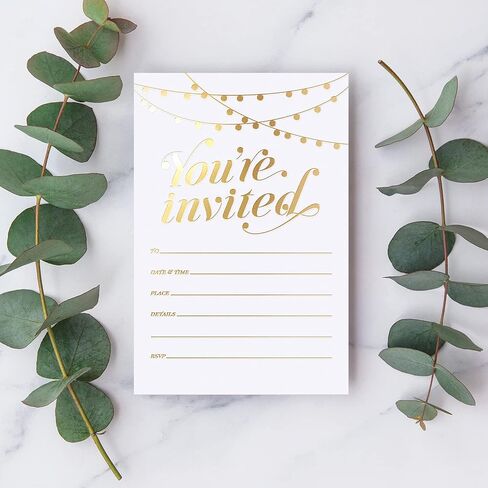 Sweetzer & Orange Party Invitations! 25 Gold Foil Traditional Invitations with Envelopes, Wedding, Baby and Bridal Shower Invite, Housewarming Birthday and Girls Quinceanera Invites in Saudi Arabia