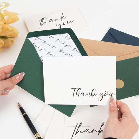 AZAZA Baby Shower Thank You Cards Boy Thank You Cards with Envelopes, 4x6 Baby Thank You Cards for Baby Gift Sets, 50 Blue Thank You Cards Wedding Bridal Shower Thank You Notes (Baby Blue) in Kuwait