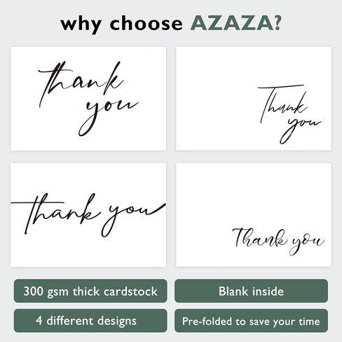 AZAZA Baby Shower Thank You Cards Boy Thank You Cards with Envelopes, 4x6 Baby Thank You Cards for Baby Gift Sets, 50 Blue Thank You Cards Wedding Bridal Shower Thank You Notes (Baby Blue) in Kuwait