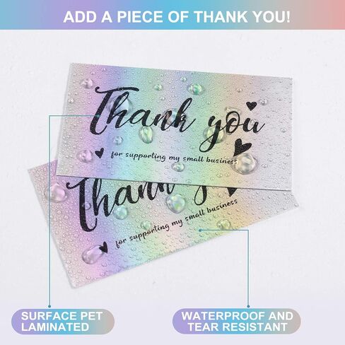 120Pcs Thank You Cards Small Business, Mini 6 Styles Thank You for Supporting Cards Notes Shopping Holographic Thanks Greeting Cards for Retail Store Owner Goods Customer 2x3.5 Inch in Kuwait