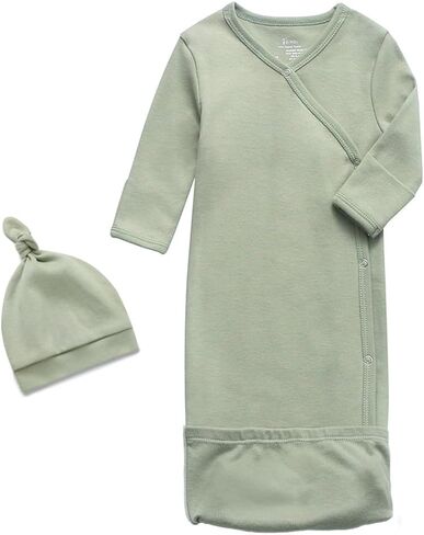 O2 BABY 100% Organic Cotton kimono Gown With Mittens & Fold-over Pouch in Kuwait
