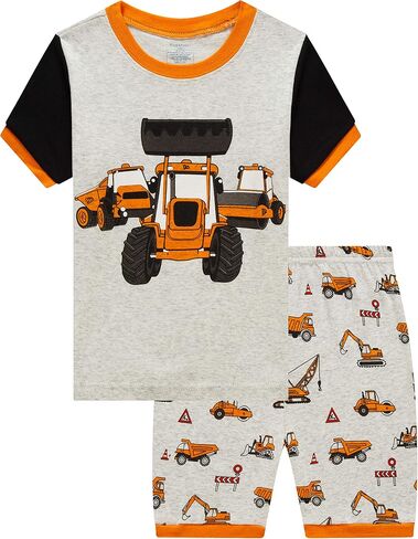 Popshion Boys Pajamas 100% Cotton Toddler 2 Piece Short Sleeve Pjs Kids Summer Sleepwear Clothes Set 3t-10t in Saudi Arabia