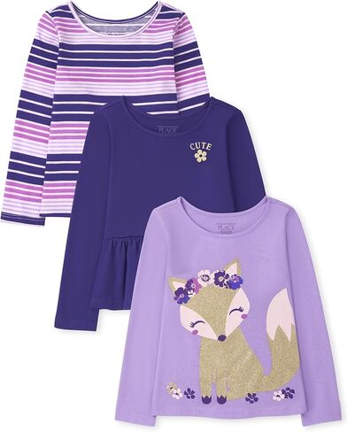 The Children's Place Girls and Toddler Long Sleeve Everyday Casual Knit Shirt in Saudi Arabia