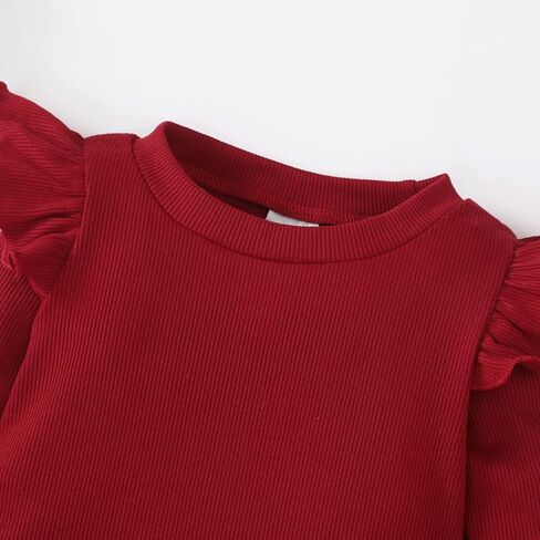 OPAWO Toddler Girl Shirts Ruffle Long/Short Sleeve Baby Girl T-Shirts Kids Blouse, Ribbed Toddler Girl Tee Tops 2-Pack 12M-6Y in Saudi Arabia