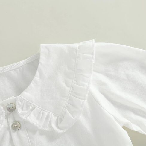 Xdftwdmgqe Toddler Baby Girl Long Sleeve Shirts Kids Solid/Plaid Peter Pan Collar Pullover Tops Blouse Fall Winter Clothes in Saudi Arabia