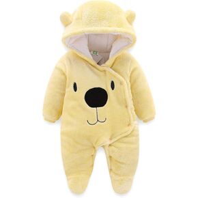 BOZWELL Newborn Baby Cartoon Bear Snowsuit Infant Jumpsuit Footie Romper Winter Coat Romper