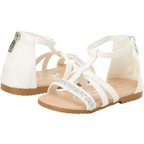 bebe Girls' Sandals – Strappy Leatherette Gladiator Sandals with Glitter Braid (Toddler)