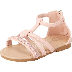 bebe Girls' Sandals – Strappy Leatherette Gladiator Sandals with Glitter Braid (Toddler)
