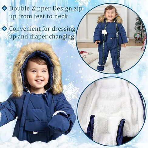 UVIPC Baby Toddler Winter Thick Coat Snowsuit Snow wear Romper Footie Outwear with Hooded in Saudi Arabia