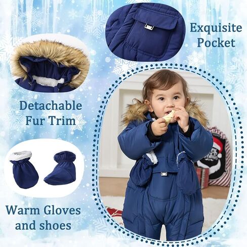 UVIPC Baby Toddler Winter Thick Coat Snowsuit Snow wear Romper Footie Outwear with Hooded in Saudi Arabia