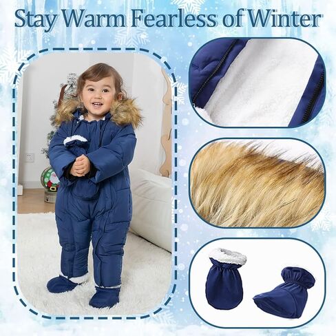 UVIPC Baby Toddler Winter Thick Coat Snowsuit Snow wear Romper Footie Outwear with Hooded in Saudi Arabia