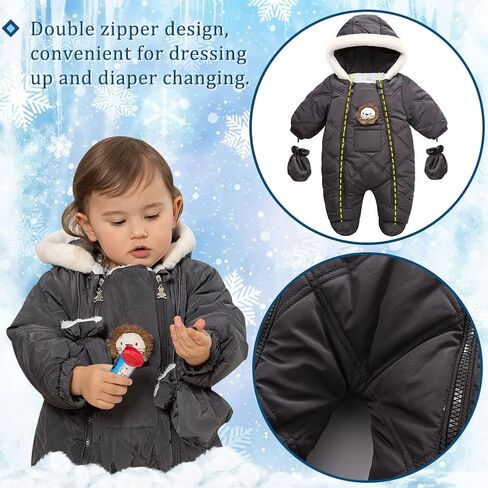 UVIPC Baby Toddler Winter Thick Coat Snowsuit Snow wear Romper Footie Outwear with Hooded in Saudi Arabia