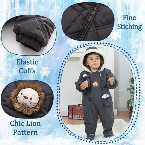 UVIPC Baby Toddler Winter Thick Coat Snowsuit Snow wear Romper Footie Outwear with Hooded in Saudi Arabia