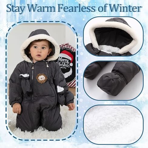 UVIPC Baby Toddler Winter Thick Coat Snowsuit Snow wear Romper Footie Outwear with Hooded in Saudi Arabia