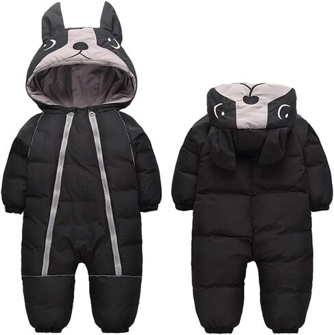 ALLAIBB Toddler Snow Suit Winter Baby Snowsuit Outwear Warm Hood Jumpsuit Convenient Dual-zipper Design For Infant in Saudi Arabia