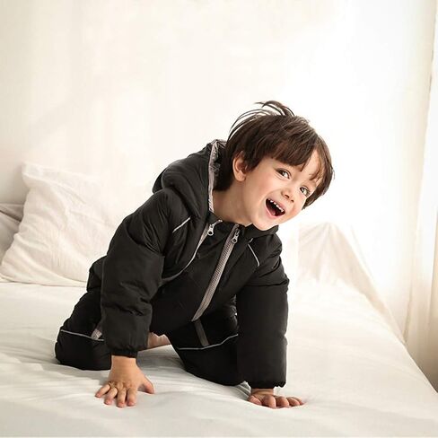 ALLAIBB Toddler Snow Suit Winter Baby Snowsuit Outwear Warm Hood Jumpsuit Convenient Dual-zipper Design For Infant in Saudi Arabia