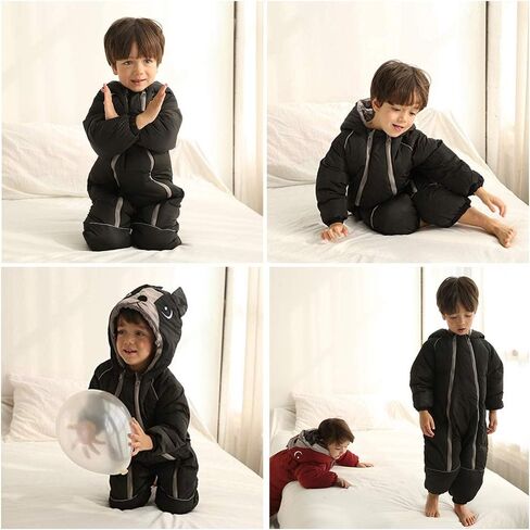 ALLAIBB Toddler Snow Suit Winter Baby Snowsuit Outwear Warm Hood Jumpsuit Convenient Dual-zipper Design For Infant in Saudi Arabia