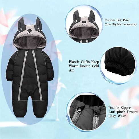 ALLAIBB Toddler Snow Suit Winter Baby Snowsuit Outwear Warm Hood Jumpsuit Convenient Dual-zipper Design For Infant in Saudi Arabia