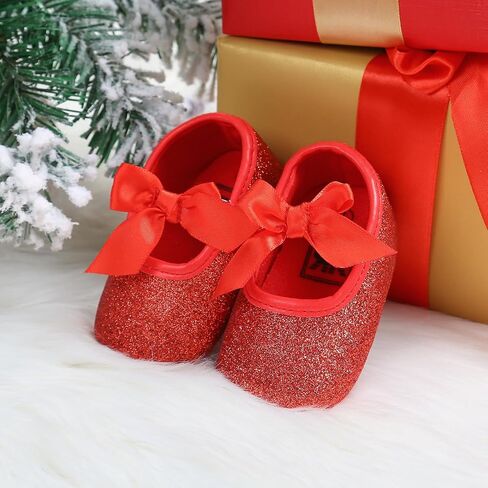 حذاء Antheron للفتيات الصغيرات Mary Jane Flats بنعل ناعم بدون كعب للرضع مزين بالورود اللامعة للأطفال الصغار in Kuwait