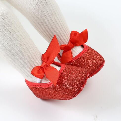حذاء Antheron للفتيات الصغيرات Mary Jane Flats بنعل ناعم بدون كعب للرضع مزين بالورود اللامعة للأطفال الصغار in Kuwait