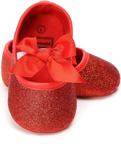 حذاء Antheron للفتيات الصغيرات Mary Jane Flats بنعل ناعم بدون كعب للرضع مزين بالورود اللامعة للأطفال الصغار in Kuwait